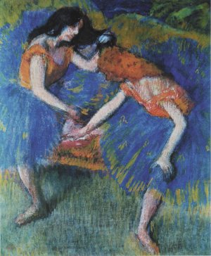 Photo de Deux danseuses en jupes bleues