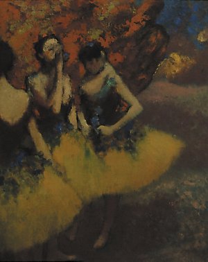 Photo de Danseuses en jupes jaunes [Trois danseuses, jupes jaunes]