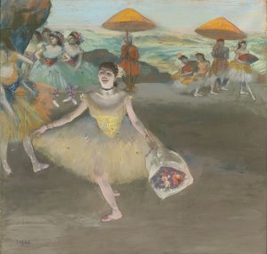 Photo de Danseuse au bouquet saluant la scène