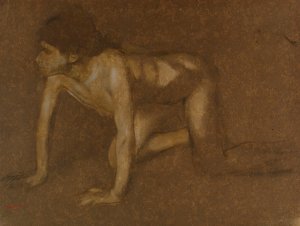 Photo de Jeune homme nu à genoux