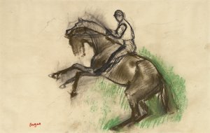 Photo de Jockey sur un cheval se cabrant