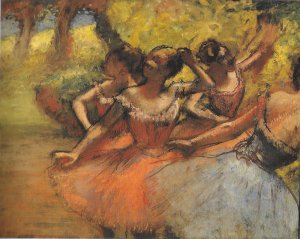 Photo de Quatre danseuses en scène [Quatre danseuses en scène (décor de paysage)