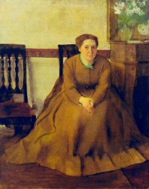 Photo de Portrait de Victoria Dubourg [Portrait d'une jeune femme assise en robe brune]