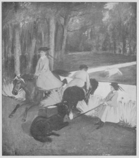 Enfants et poneys dans un parc.