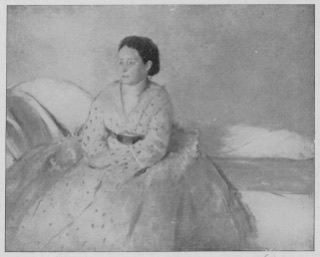 Portrait d'une jeune femme en robe de mousseline blanche