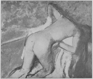 Après le bain; femme s'essuyant