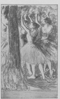 Groupe de danseuses (décor d'arbres)
