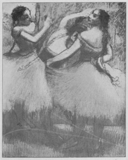 Trois danseuses, les cheveux en tresse