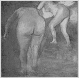 Deux baigneuses au bord de l'eau