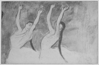 Deux danseuses, les bras levés