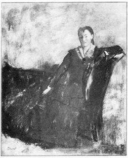 Femme en robe brune, assise sur un sopha