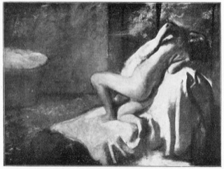 Aprés le bain : femme s'essuyant
