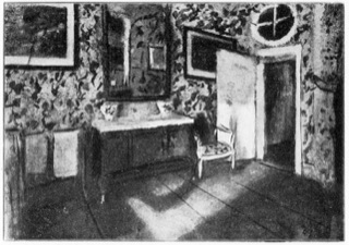 Intérieur d'un appartement (commode, fauteuil et porte-serviette)