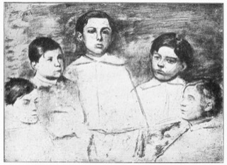 Groupe d'enfants (étude de têtes)