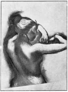 Buste de femme nue, les bras levés