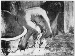 Après le bain, femme s'essuyant