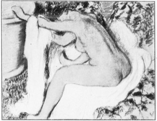 Après le bain, femme s'essuyant