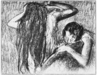Femme se coiffant