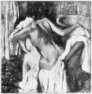 Après le bain, femme s'essuyant
