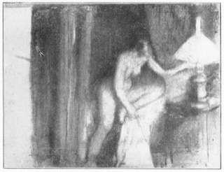 Le coucher: femme éteignant sa lampe