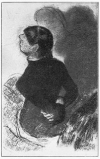 Jeune fille en bleu, vue de profil