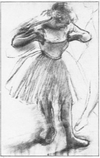 Danseuse rajustant son corsage