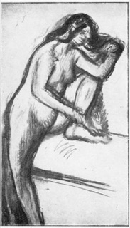 Femme nue assise.