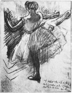 Danseuse, la jambe droite levée