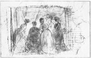 Groupe de femmes autour d'une pianiste