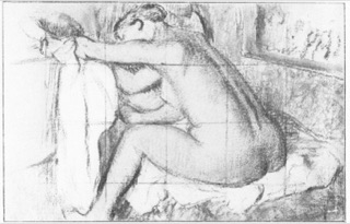 Après le bain, femme s'essuyant