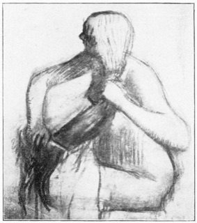 Femme nue se coiffant
