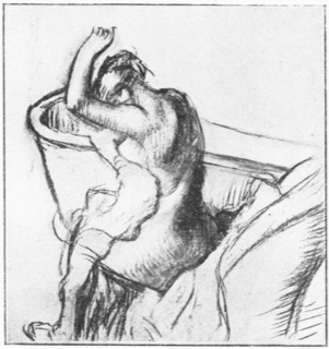 Aprés le bain, femme s'essuyant.