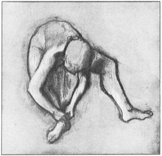 Danseuse assise, rajustant ses chaussons