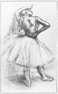 Danseuse debout, vue de dos.