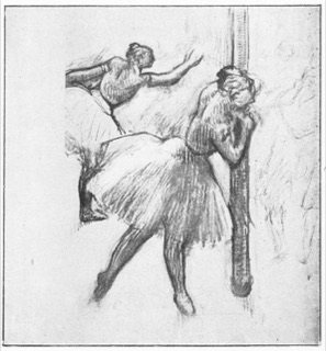Deux danseuses s'exerçant au foyer