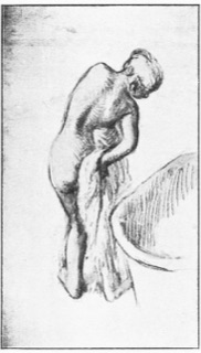 Après le bain: femme s'essuyant