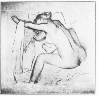 Femme nue assise, s'essuyant