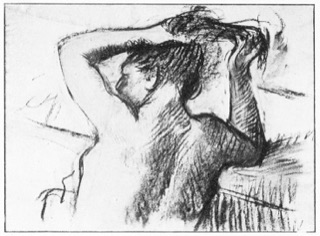 Femme nue se coiffant (buste)
