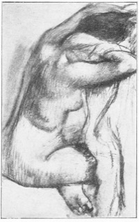 Après le bain, femme s'essuyant.