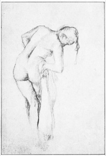Après le bain, femme s'essuyant.