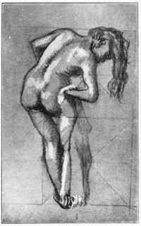 Après le bain, femme s'essuyant.