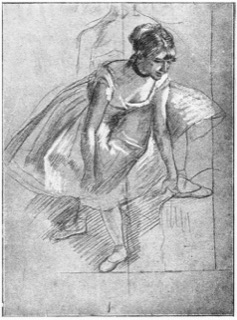 Danseuse rajustant son chausson.