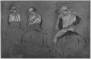 Trois jockeys.