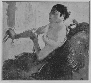 Jeune femme assise, mettant ses gants