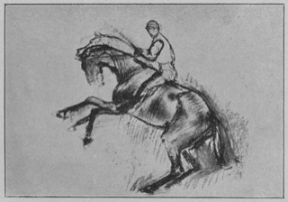 Jockey et cheval se cabrant