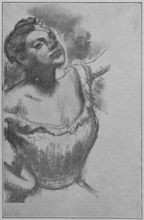 Buste de danseuse en corsage rouge.