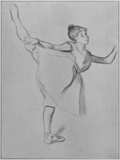 Danseuse, la jambe droite levée