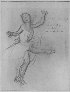 Danseuse, la jambe droite levée