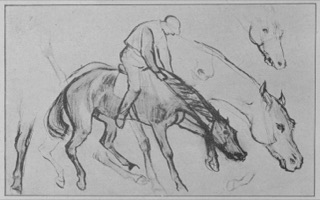 Jockey, — études de cheval