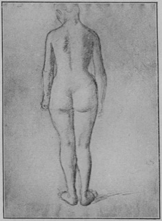 Femme nue debout, vue de dos